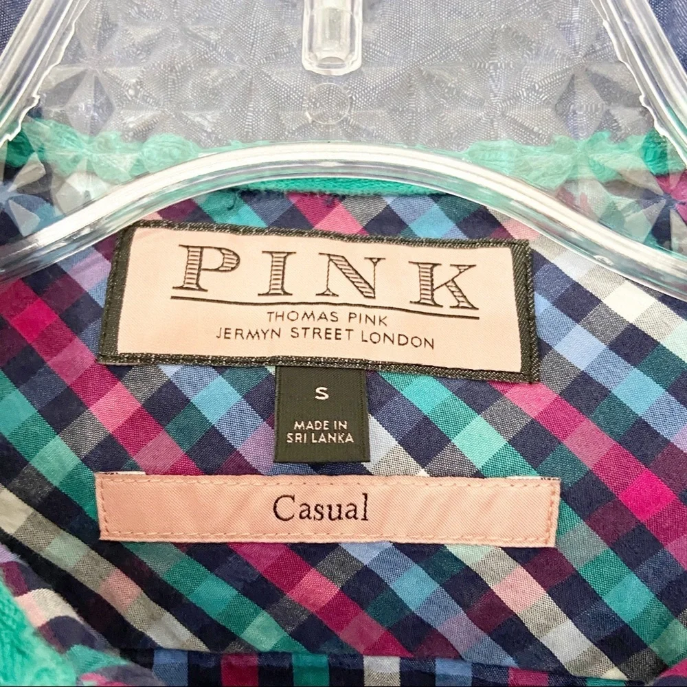 Thomas Pink Casual Multicolored Check Gingham Button Down Shirt Size Small S - Picture 4 of 6
